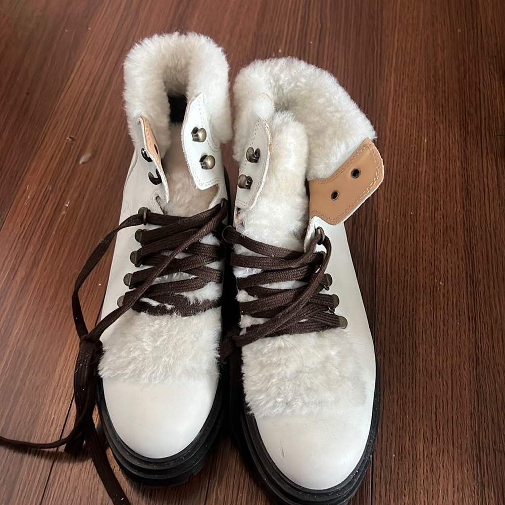 Kurt Geiger London Lace Up Fur Boots
